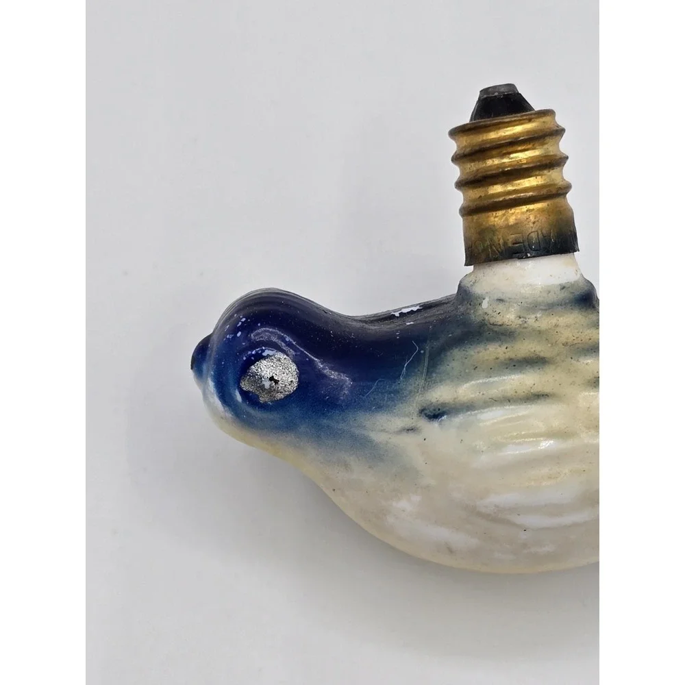 Vintage Blue Bird Figural Glass Light Bulb Mcm Art Deco Antique String‎ Light